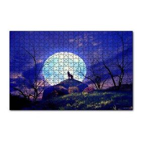 Cakapuzzle Çıplak Ağaçlar Uluyan Kurt ve Süper Ay 120 Parça Ahşap Puzzle