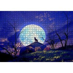 Cakapuzzle Çıplak Ağaçlar Uluyan Kurt ve Süper Ay 120 Parça Ahşap Puzzle