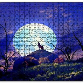 Cakapuzzle Çıplak Ağaçlar Uluyan Kurt ve Süper Ay Mdf 1000 Parça Puzzle