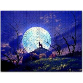 Cakapuzzle Çıplak Ağaçlar Uluyan Kurt ve Süper Ay Mdf 1000 Parça Puzzle