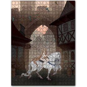 Cakapuzzle Çıplak Lady Godiva Beyaz At Üzerinde 120 Parça Ahşap Puzzle