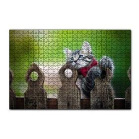 Cakapuzzle Çitlerin Üzerinde Oynayan Sevimli Tekir Kedi 120 Parça Ahşap Puzzle