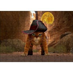 Cakapuzzle Çizmeli Kedi Çizgi film Görseli 120 Parça Ahşap Puzzle