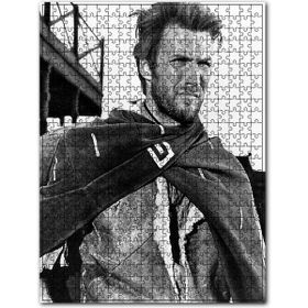 Cakapuzzle Clint Eastwood Pançosuyla Siyah Beyaz Ahşap 500 Parça Puzzle
