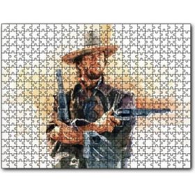 Cakapuzzle Clint Eastwood ve Çift Silahı Suluboya Efekti Mdf 255 Parça Puzzle