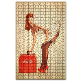 Cakapuzzle Coca Cola İçen Güzel Kadın Görseli Ahşap 1000 Parça Puzzle