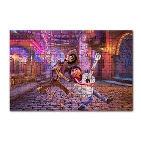 Cakapuzzle Coco Gitarist Çocuk ve İskelet Dans Ediyor 120 Parça Ahşap Puzzle
