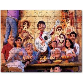 Cakapuzzle Coco Gitarist Çocuk ve Masada Tüm Karakterler Mdf 120 Parça Puzzle
