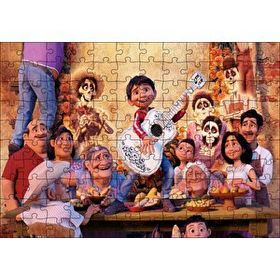 Cakapuzzle Coco Gitarist Çocuk ve Masada Tüm Karakterler Mdf 120 Parça Puzzle