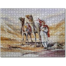 Cakapuzzle Çölde İki Deve ve Rehber Mdf 120 Parça Puzzle