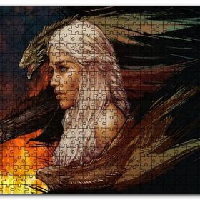 Cakapuzzle Daenerys Targaryen ve Ejderhalar Çizim Mdf 1000 Parça Puzzle