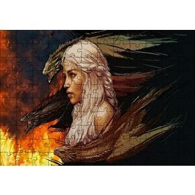Cakapuzzle Daenerys Targaryen ve Ejderhalar Çizim Mdf 120 Parça Puzzle