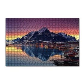 Cakapuzzle Dağ Göl Kasaba Görseli 120 Parça Ahşap Puzzle