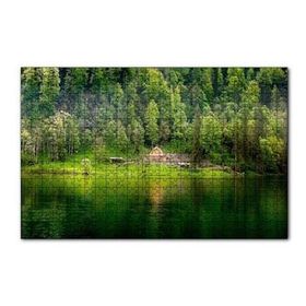 Cakapuzzle Dağ Gölü Sık Orman ve Şirin Kulübe 120 Parça Ahşap Puzzle