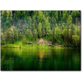 Cakapuzzle Dağ Gölü Sık Orman ve Şirin Kulübe Mdf 255 Parça Puzzle
