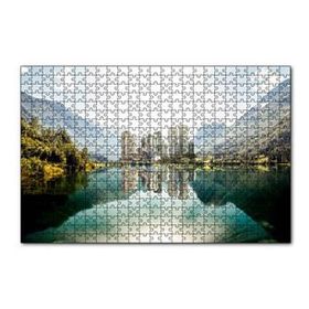 Cakapuzzle Dağ Gölünde Şehir Yansımaları 120 Parça Ahşap Puzzle