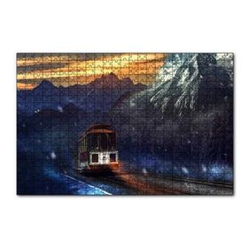 Cakapuzzle Dağlar Kar Yağışı ve Tren 120 Parça Ahşap Puzzle