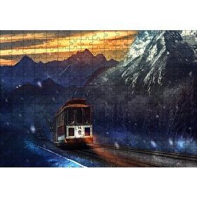 Cakapuzzle Dağlar Kar Yağışı ve Tren Mdf 255 Parça Puzzle
