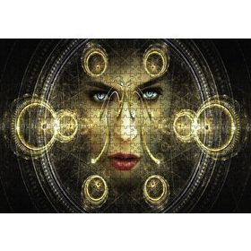 Cakapuzzle Daireler çinde Kadın Yüz Gözler 120 Parça Ahşap Puzzle