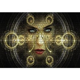 Cakapuzzle Daireler çinde Kadın Yüz Gözler 120 Parça Ahşap Puzzle