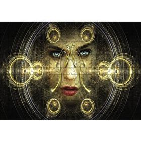 Cakapuzzle Daireler çinde Kadın Yüz Gözler 120 Parça Ahşap Puzzle
