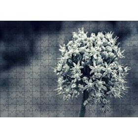 Cakapuzzle Dal ve Tomurcuk Şeklinde Çiçek Siyah Beyaz 120 Parça Ahşap Puzzle