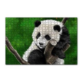 Cakapuzzle Dala Sarılmış Sevimli Panda Dijital Çizim 120 Parça Ahşap Puzzle