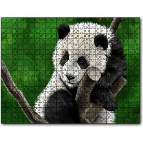 Cakapuzzle Dala Sarılmış Sevimli Panda Dijital Çizim Mdf 500 Parça Puzzle