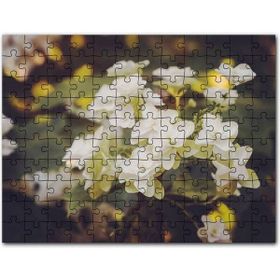 Cakapuzzle Dalda Bembeyaz Çiçekler Flu Arkaplan Mdf 1000 Parça Puzzle