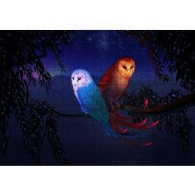 Cakapuzzle Dalda Fantastik Baykuşlar ve Işıklar Mdf 500 Parça Puzzle