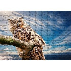 Cakapuzzle Daldaki Avcı Baykuş Deniz ve Bulutlar 120 Parça Ahşap Puzzle