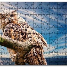 Cakapuzzle Daldaki Avcı Baykuş Deniz ve Bulutlar Mdf 120 Parça Puzzle