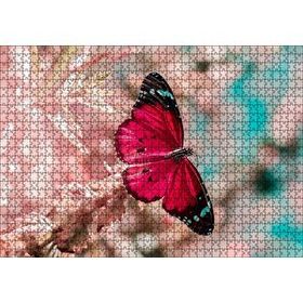 Cakapuzzle Daldaki Kırmızı Kelebek Yakın Plan 120 Parça Ahşap Puzzle