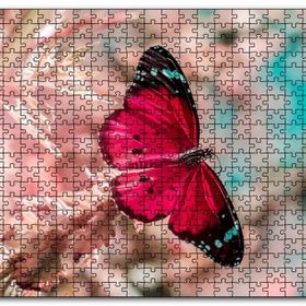 Cakapuzzle Daldaki Kırmızı Kelebek Yakın Plan Mdf 255 Parça Puzzle