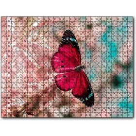 Cakapuzzle Daldaki Kırmızı Kelebek Yakın Plan Mdf 255 Parça Puzzle