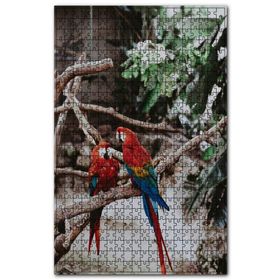 Cakapuzzle Daldaki Kırmızı Mavi Papağanlar Ahşap 255 Parça Puzzle