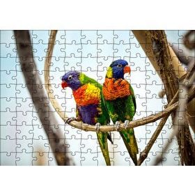 Cakapuzzle Daldaki Papağan Çift 120 Parça Ahşap Puzzle