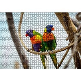 Cakapuzzle Daldaki Papağan Çift 120 Parça Ahşap Puzzle