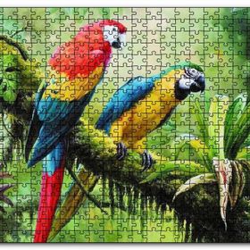 Cakapuzzle Daldaki Pappağanlar Görseli Mdf 500 Parça Puzzle