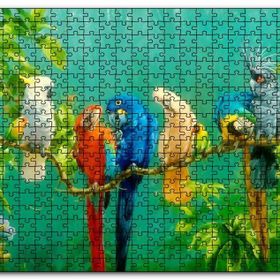 Cakapuzzle Daldaki Renkli Papğanlar Görseli Mdf 255 Parça Puzzle