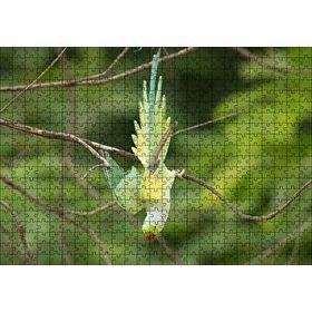 Cakapuzzle Daldan Aşağı Uçan Sarı Yeşil Papağan 120 Parça Ahşap Puzzle