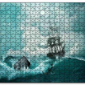 Cakapuzzle Dalgalar Arasında Gulet ve Bulutlu Gökler Mdf 1000 Parça Puzzle