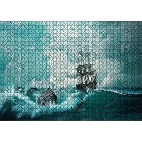 Cakapuzzle Dalgalar Arasında Gulet ve Bulutlu Gökler Mdf 1000 Parça Puzzle