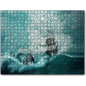 Cakapuzzle Dalgalar Arasında Gulet ve Bulutlu Gökler Mdf 500 Parça Puzzle