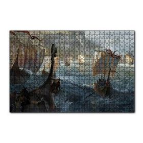 Cakapuzzle Dalgalı Denizde Viking Gemileri 120 Parça Ahşap Puzzle