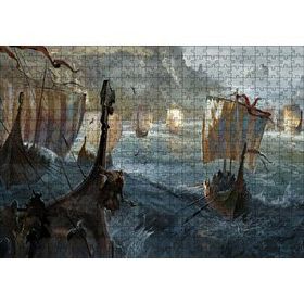 Cakapuzzle Dalgalı Denizde Viking Gemileri 120 Parça Ahşap Puzzle