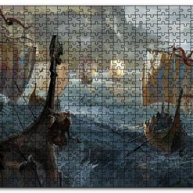Cakapuzzle Dalgalı Denizde Viking Gemileri Mdf 1000 Parça Puzzle