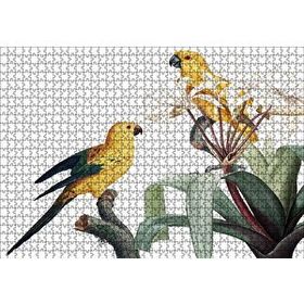 Cakapuzzle Dallar Arasında Sarı Papağanlar Gravür 120 Parça Ahşap Puzzle