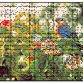 Cakapuzzle Dallarda Elmalar ve Renkli Kuşlar Mdf 500 Parça Puzzle
