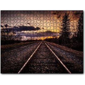 Cakapuzzle Demir Yolu Gün Batımı Bulut Ağaçlar 120 Parça Puzzle
